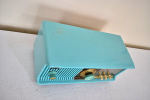 Aquamarine Turquoise 1957 Motorola Model 56CD4 Vacuum Tube AM Clock Radio Rare Model and Color Sounds Fantastic!