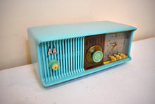 Load image into Gallery viewer, Aquamarine Turquoise 1957 Motorola Model 56CD4 Vacuum Tube AM Clock Radio Rare Model and Color Sounds Fantastic!