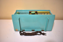 Load image into Gallery viewer, Aquamarine Turquoise 1957 Motorola Model 56CD4 Vacuum Tube AM Clock Radio Rare Model and Color Sounds Fantastic!