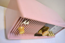 Load image into Gallery viewer, Marilyn Pink 1957 Motorola Model 57CC2 Vacuum Tube AM Clock Radio Rare Model and Color Sounds Fantastic!