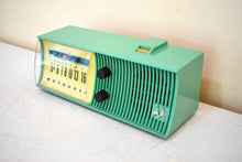 Load image into Gallery viewer, Sea Green 1957 Motorola Model 57H AM Vacuum Tube Radio Rare Model Loud and Clear Sounding!