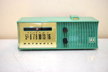 Load image into Gallery viewer, Sea Green 1957 Motorola Model 57H AM Vacuum Tube Radio Rare Model Loud and Clear Sounding!