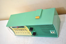 Load image into Gallery viewer, Sea Green 1957 Motorola Model 57H AM Vacuum Tube Radio Rare Model Loud and Clear Sounding!