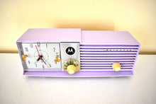 Load image into Gallery viewer, Lavender Lady Mid Century 1957 Motorola Model 5C27V-1 Vacuum Tube AM Clock Radio Rare Color! Excellent Plus Condition! Sounds Great!