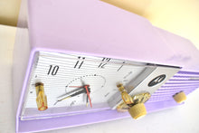 Load image into Gallery viewer, Lavender Lady Mid Century 1957 Motorola Model 5C27V-1 Vacuum Tube AM Clock Radio Rare Color! Excellent Plus Condition! Sounds Great!