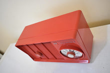 Load image into Gallery viewer, Crimson Red Mid Century 1957 Motorola Model 5T11R Vacuum Tube AM Clock Radio Rare Color! Excellent Condition! Sounds Great!