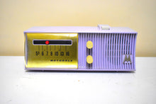 Load image into Gallery viewer, Hyacinth Lavender 1957 Motorola Model 5T27V-1 AM Vacuum Tube Radio Rare Model Beyond Rare Color!