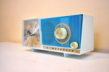Load image into Gallery viewer, Azure Blue Motorola C18 23UL Alarm Clock Radio 1962 Vacuum Tube AM Clock Radio Excellent Plus Condition and Sounds Fantastic!