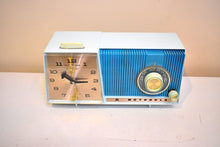 Load image into Gallery viewer, Azure Blue Motorola C18 23UL Alarm Clock Radio 1962 Vacuum Tube AM Clock Radio Excellent Plus Condition and Sounds Fantastic!
