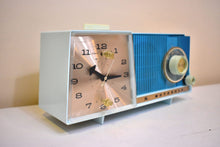 Load image into Gallery viewer, Azure Blue Motorola C18 23UL Alarm Clock Radio 1962 Vacuum Tube AM Clock Radio Excellent Plus Condition and Sounds Fantastic!