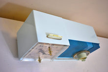 Load image into Gallery viewer, Azure Blue Motorola C18 23UL Alarm Clock Radio 1962 Vacuum Tube AM Clock Radio Excellent Plus Condition and Sounds Fantastic!