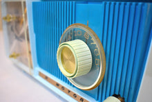 Load image into Gallery viewer, Azure Blue Motorola C18 23UL Alarm Clock Radio 1962 Vacuum Tube AM Clock Radio Excellent Plus Condition and Sounds Fantastic!