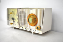 Load image into Gallery viewer, Linen Ivory 1961 Motorola C18W  Alarm Clock Radio Vacuum Tube AM Clock Radio Excellent Plus Condition and Sounds Fantastic!