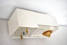 Load image into Gallery viewer, Linen Ivory 1961 Motorola C18W  Alarm Clock Radio Vacuum Tube AM Clock Radio Excellent Plus Condition and Sounds Fantastic!