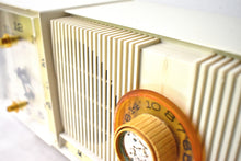 Load image into Gallery viewer, Linen Ivory 1961 Motorola C18W  Alarm Clock Radio Vacuum Tube AM Clock Radio Excellent Plus Condition and Sounds Fantastic!