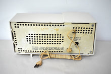 Load image into Gallery viewer, Linen Ivory 1961 Motorola C18W  Alarm Clock Radio Vacuum Tube AM Clock Radio Excellent Plus Condition and Sounds Fantastic!