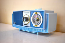 Load image into Gallery viewer, Blue on Blue Mid-Century 1963 Motorola Model C19B8 Vacuum Tube AM Clock Radio Rare Color Combo! Rare Clock Light!