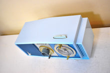 Load image into Gallery viewer, Blue on Blue Mid-Century 1963 Motorola Model C19B8 Vacuum Tube AM Clock Radio Rare Color Combo! Rare Clock Light!