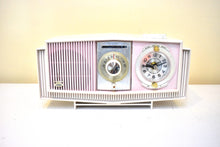 Load image into Gallery viewer, Powder Pink Mid-Century 1963 Motorola Model C19P60 Vacuum Tube AM Clock Radio Rare Color Combo!