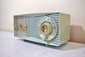 Bluetooth Ready To Go - Light Blue Green 1962 Motorola Model C2BHC Vacuum Tube AM Radio Sounds Great! Optical Illusion Grill!