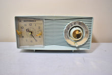 Load image into Gallery viewer, Bluetooth Ready To Go - Light Blue Green 1962 Motorola Model C2BHC Vacuum Tube AM Radio Sounds Great! Optical Illusion Grill!