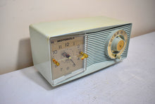 Load image into Gallery viewer, Bluetooth Ready To Go - Light Blue Green 1962 Motorola Model C2BHC Vacuum Tube AM Radio Sounds Great! Optical Illusion Grill!