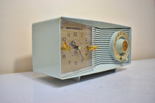 Load image into Gallery viewer, Bluetooth Ready To Go - Light Blue Green 1962 Motorola Model C2BHC Vacuum Tube AM Radio Sounds Great! Optical Illusion Grill!