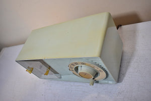 Bluetooth Ready To Go - Light Blue Green 1962 Motorola Model C2BHC Vacuum Tube AM Radio Sounds Great! Optical Illusion Grill!