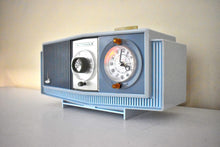 Load image into Gallery viewer, Blue on Blue Mid-Century 1963 Motorola Model C19B25 Vacuum Tube AM Clock Radio Rare Color Combo!