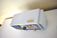 Load image into Gallery viewer, Blue on Blue Mid-Century 1963 Motorola Model C19B25 Vacuum Tube AM Clock Radio Rare Color Combo!