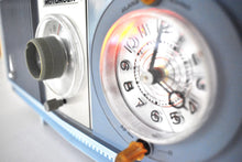 Load image into Gallery viewer, Blue on Blue Mid-Century 1963 Motorola Model C19B25 Vacuum Tube AM Clock Radio Rare Color Combo!