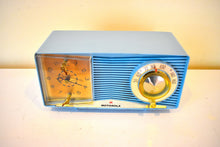 Load image into Gallery viewer, Powder Blue 1962 Motorola Model C9B13 AM Vacuum Tube Clock Radio Sounds Terrific! Awesome MCM Appeal!