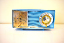 Load image into Gallery viewer, Powder Blue 1962 Motorola Model C9B13 AM Vacuum Tube Clock Radio Sounds Terrific! Awesome MCM Appeal!