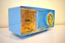 Load image into Gallery viewer, Powder Blue 1962 Motorola Model C9B13 AM Vacuum Tube Clock Radio Sounds Terrific! Awesome MCM Appeal!