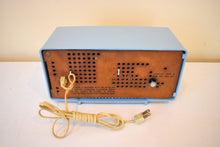 Load image into Gallery viewer, Powder Blue 1962 Motorola Model C9B13 AM Vacuum Tube Clock Radio Sounds Terrific! Awesome MCM Appeal!