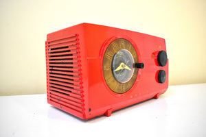 クリムゾンレッド 1953年モトローラモデル 53C4 AM 真空管時計 ラジオアラーム 希少モデル 色も音も抜群！