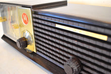 画像をギャラリービューアに読み込む, エスプレッソ ブラウン 1957 モトローラ モデル 57CD 真空管 AM クロック ラジオ ビューティ サウンド ファンタスティック!