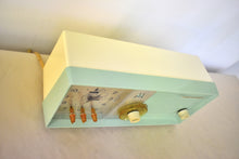 Charger l'image dans la galerie, Cool Mint Green 1957 Motorola Model 5C25GW Vacuum Tube AM Clock Radio Rare Color Sounds Wonderful!
