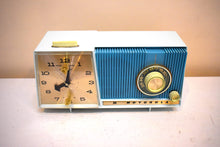 Load image into Gallery viewer, Azure Blue Motorola C18 23UL Alarm Clock Radio 1962 Vacuum Tube AM Clock Radio Excellent Plus Condition and Sounds Fantastic!
