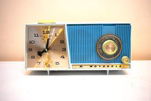 Load image into Gallery viewer, Azure Blue Motorola C18 23UL Alarm Clock Radio 1962 Vacuum Tube AM Clock Radio Excellent Plus Condition and Sounds Fantastic!