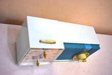 Load image into Gallery viewer, Azure Blue Motorola C18 23UL Alarm Clock Radio 1962 Vacuum Tube AM Clock Radio Excellent Plus Condition and Sounds Fantastic!