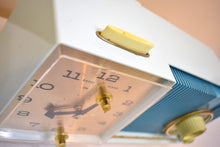 Load image into Gallery viewer, Azure Blue Motorola C18 23UL Alarm Clock Radio 1962 Vacuum Tube AM Clock Radio Excellent Plus Condition and Sounds Fantastic!
