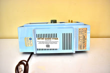 Load image into Gallery viewer, Blue on Blue Mid-Century 1963 Motorola Model C19B25 Vacuum Tube AM Clock Radio Rare Color Combo! Working Clock Light!
