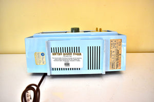 Blue on Blue Mid-Century 1963 Motorola Model C19B25 Vacuum Tube AM Clock Radio Rare Color Combo! Working Clock Light!