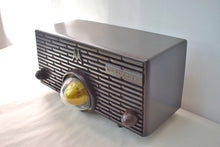 Load image into Gallery viewer, Choco Brown Marble 1957 Motorola Model 56H Vintage Vacuum Tube AM Radio Iconic Turbine Design!