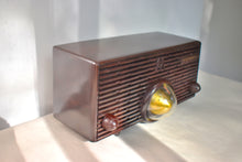Load image into Gallery viewer, Choco Brown Marble 1957 Motorola Model 56H Vintage Vacuum Tube AM Radio Iconic Turbine Design!