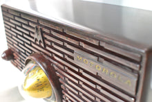 Load image into Gallery viewer, Choco Brown Marble 1957 Motorola Model 56H Vintage Vacuum Tube AM Radio Iconic Turbine Design!