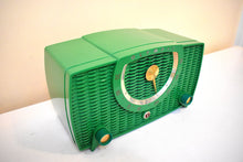 Load image into Gallery viewer, Kelly Green 1955 Olympic Model 441 Vacuum Tube AM Radio Beauty! Stunning Green Color! Excellent Plus Condition and Works Great!