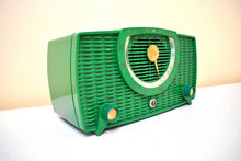 Load image into Gallery viewer, Kelly Green 1955 Olympic Model 441 Vacuum Tube AM Radio Beauty! Stunning Green Color! Excellent Plus Condition and Works Great!