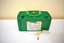 Load image into Gallery viewer, Kelly Green 1955 Olympic Model 441 Vacuum Tube AM Radio Beauty! Stunning Green Color! Excellent Plus Condition and Works Great!